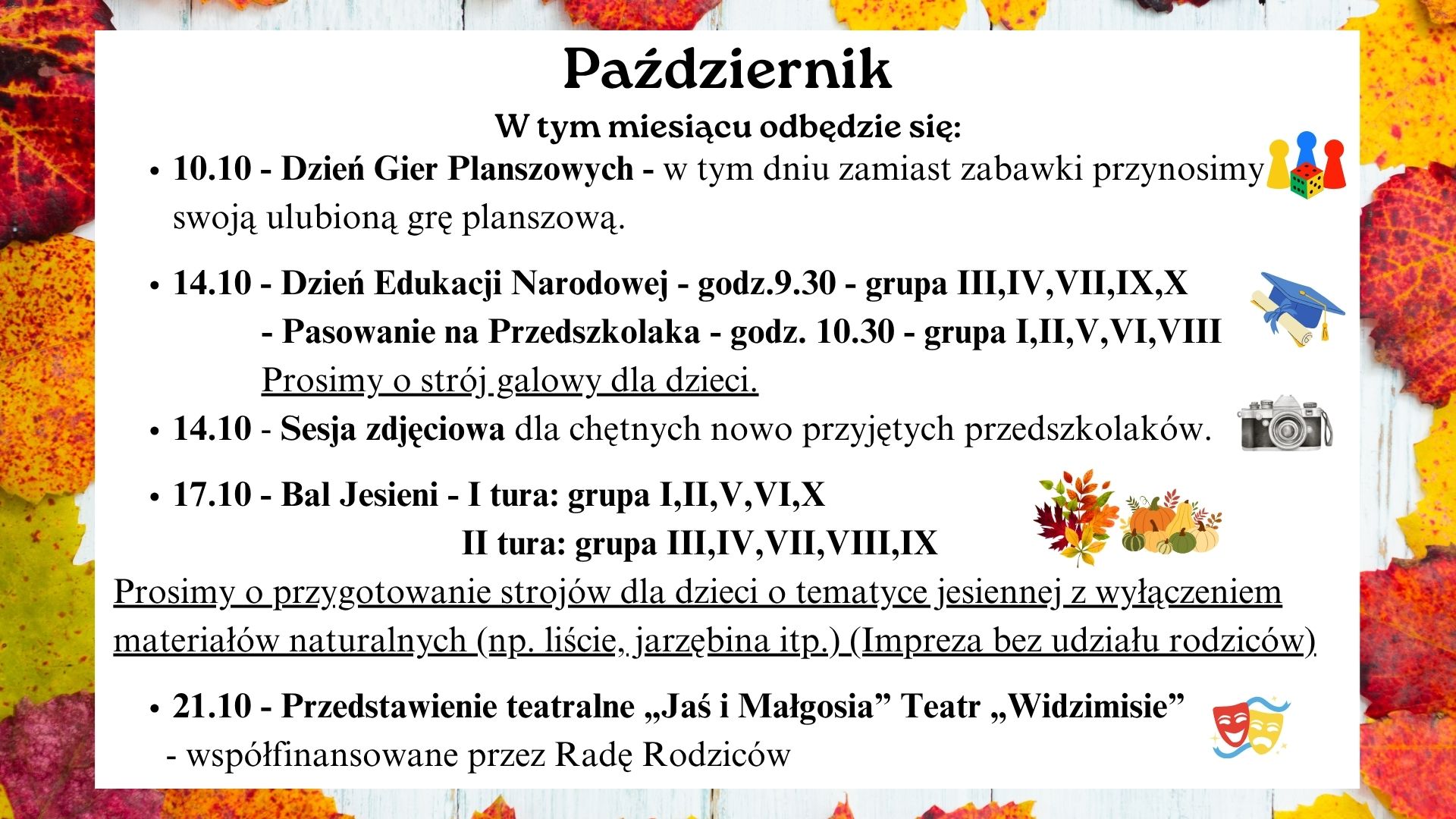 opis wydarzeń zaplanowanych na październik