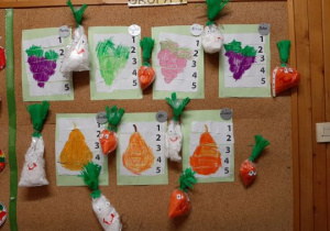 Wystawa wykonanych przez dzieci owoców i warzyw