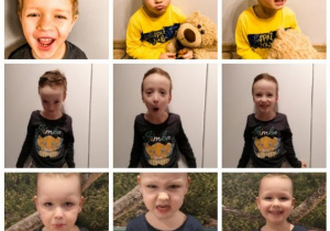 Fotografie chłopców przedstawiające różne emocje